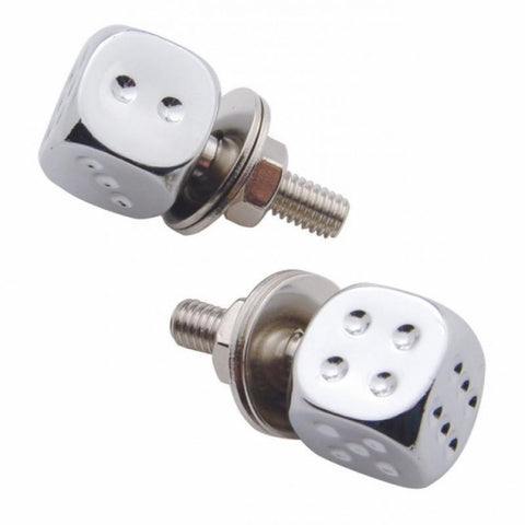 Dice License Plate Fasteners - Chrome