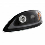Black Projection Headlight With LED Light Bar For International Prostar