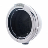 Chrome Classic Headlight No Bulb w/ LED Turn Signal - Amber LED/Clear Lens