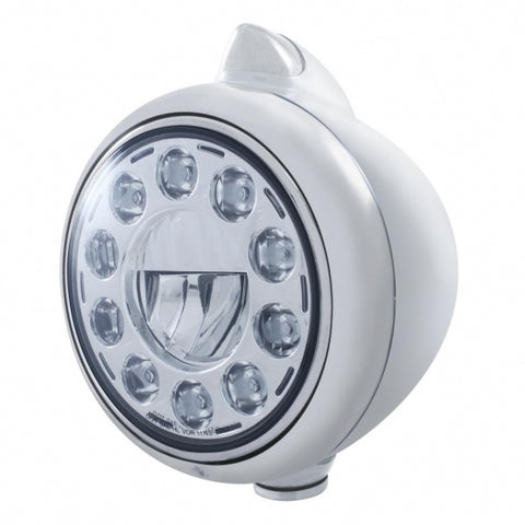 Chrome Guide 682-C Headlight 11 LED Bulb & Original Style LED Signal - Clear Lens