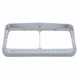 Sequential LED Dual Headlight Bezel w/ Visor (Driver) - Amber LED/Clear Lens