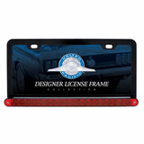 Black License Frame with 19 LED 12" Reflector Light Bar - Red LED/Red Lens