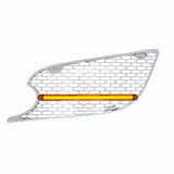 Chrome Air Intake Grille w/ GLO LED Light For 2013+ Peterbilt 579 - Amber LED/Amber Lens