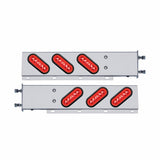 3 3/4" Bolt Pattern Stainless Spring Loaded Light Bar w/ 6 Oval LED "GLO" Light & Grommet - Red LED/Red Lens