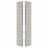 Peterbilt Stainless Front Air Cleaner Bracket w/ Twenty Six 3 LED Dual Function Mini Diamond Lights & Stainless Bezels - Amber LED/Amber Lens