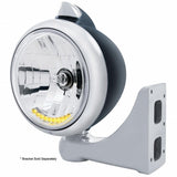 Black Guide 682-C Headlight H4 w/ 10 Amber LED & Original Style LED Signal-Clear Lens