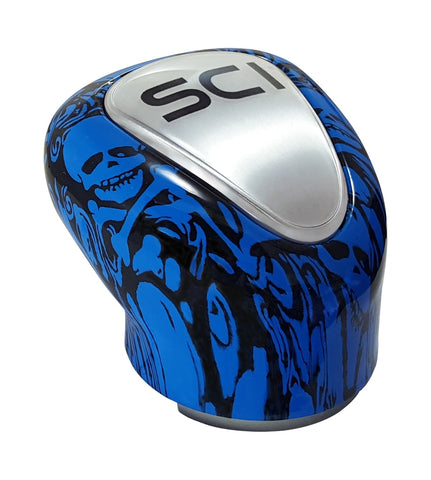 Gear Shift Cover - OEM Style 9/10 (No Notch) - Blue Skulls