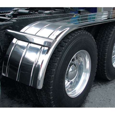 125" Stainless Steel Ribbed Half Fender with Rolled Edge (27"-98") - 16 Ga.