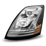 Volvo VNL Incandescent Headlight Assembly with LED - Running Light / Turn Signal - Chrome