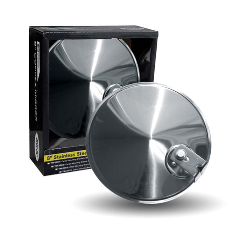 8" CONVEX STAINLESS STEEL MIRROR WITH OFFSET MOUNTING BRACKETS