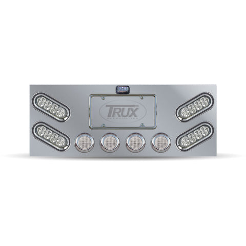 Stainless Steel Rear Center Panel with 4 Oblong & 4 x 2 1/2 Clear LEDs & Bezels"