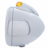 Stainless Steel Guide 682-C Headlight H6024 & Dual Mode LED Signal - Amber Lens