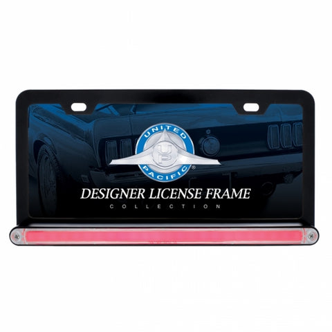 Black License Frame with 24 LED 12" GLO Light Bar - Red LED/Clear Lens