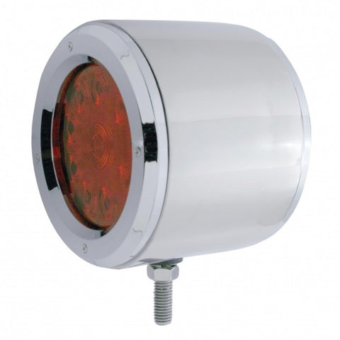 Stainless 4" Double Face Light w/ 10 LED 4" Lights & Bezels - Amber & Red LED/Amber & Red Lens