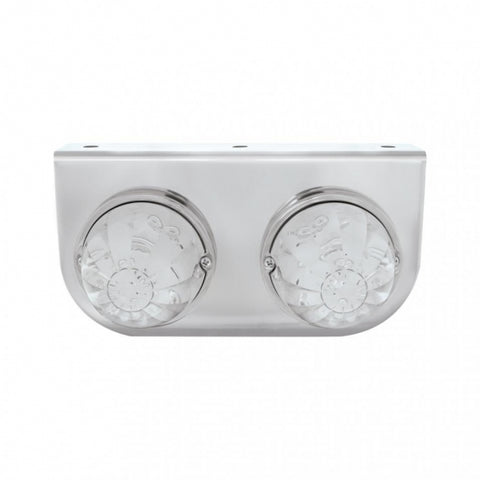 Stainless Light Bracket w/ Two 17 LED Watermelon Lights - Amber LED/Clear Lens