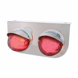 Stainless Light Bracket w/ Two 9 LED Dual Function "GLO" Watermelon Lights & Visors - Red LED/Clear Lens