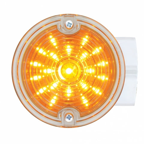 21 LED 3 1/4" Dual Function Harley Signal Light w/Housing - Amber LED/Clear Lens