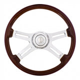 18" 4 Spoke Steering Wheel With Chrome Horn Bezel And Horn Button