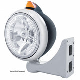 Black Guide 682-C Headlight H4 w/ White LED & Original Style LED Signal - Amber Lens