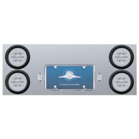 Stainless Rear Center Panel w/ Four 21 LED 4" "GLO" Lights & Grommets - Red LED/Clear Lens