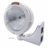 Stainless Steel Bullet Classic Headlight H6024 Bulb & Turn Signal - Amber Lens
