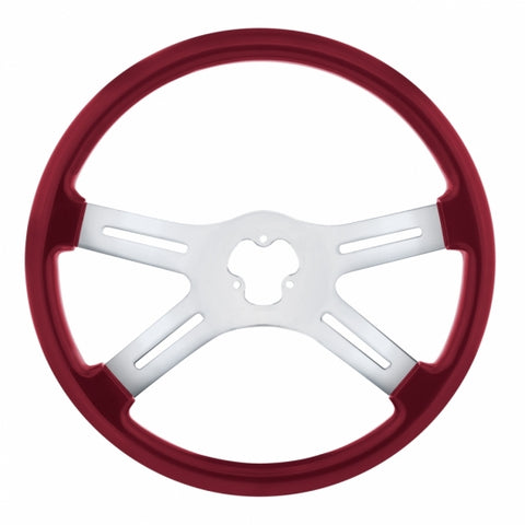 18" Vibrant Color 4 Spoke Steering Wheel - Candy Red