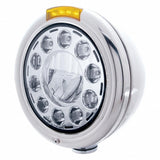 Stainless Classic Headlight 11 LED Bulb & Dual Func. LED Signal - Amber Lens