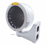 Stainless Steel Bullet Half Moon Headlight No Bulb w/ LED Turn Signal - Amber Lens