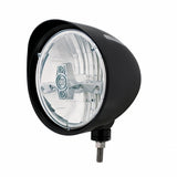 Black "Billet" Style Groove Headlight w/ Visor 5 LED Bulb - Chrome