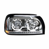 Freightliner Century Chrome Headlight w/ LED Turn Signal & Light Bar
