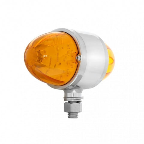 Chrome Double Face Light Bracket w/ Two 17 Amber LED Watermelon Cab Light - Amber Lens