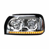 Freightliner Century Chrome Headlight w/ LED Turn Signal & Light Bar
