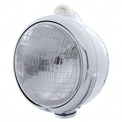Chrome Guide 682-C Headlight H6024 & Dual Mode LED Signal - Clear Lens