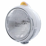 Stainless Steel Guide 682-C Headlight 6014 & Dual Mode LED Signal - Amber Lens