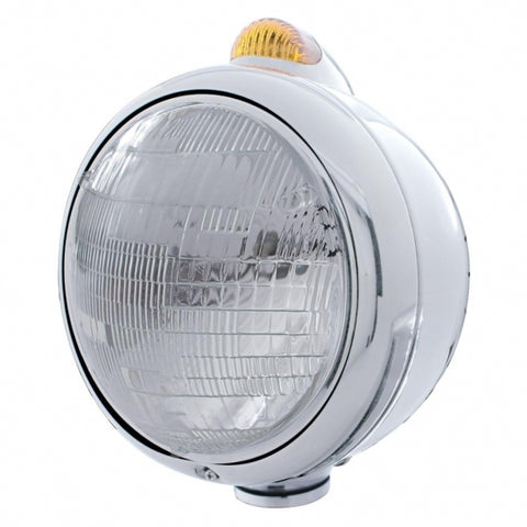 Stainless Steel Guide 682-C Headlight 6014 & Dual Mode LED Signal - Amber Lens