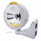 Stainless Steel Bullet Classic Headlight H4 w/ 10 Amber LED & Dual Mode LED Signal - Amber Lens