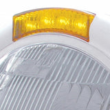 Chrome Classic Headlight H6024 Bulb & LED Turn Signal - Amber Lens