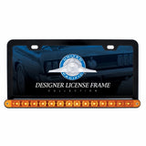 Black License Frame with 14 LED 12" Light Bar - Amber LED/Amber Lens