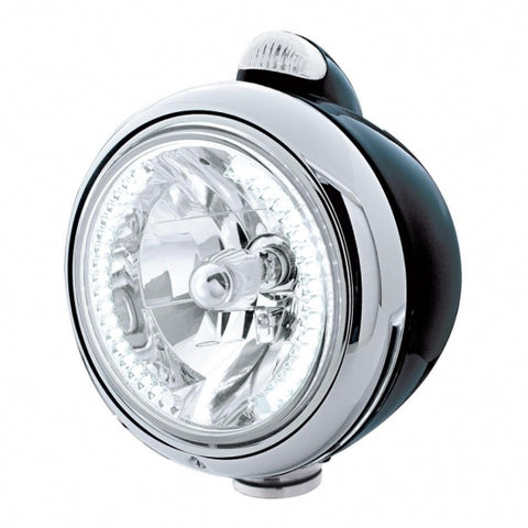 Black Guide 682-C Headlight H4 w/ White LED & Dual Mode LED Signal - Clear Lens