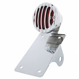 Motorcycle LED "Bobber" Style Vertical Tail Light w/Chrome Grille Bezel-Red Lens