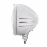 Stainless Steel Classic Embossed Stripe Headlight 11 LED Bulb & Dual Mode LED Signal - Clear Lens