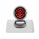 LED Chrome "Bobber" Style Horizontal Tail Light With License Light - Smoke Lens