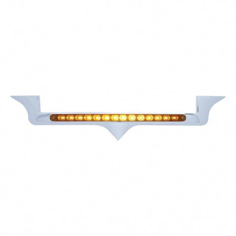 Chrome Kenworth Hood Emblem Light - 14 LED 12" Light Bar - Amber LED/Amber Lens