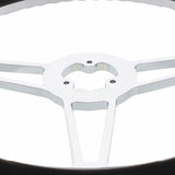 18" Chrome Aluminum "Blaze" Style Steering Wheel With Black Leather Rim