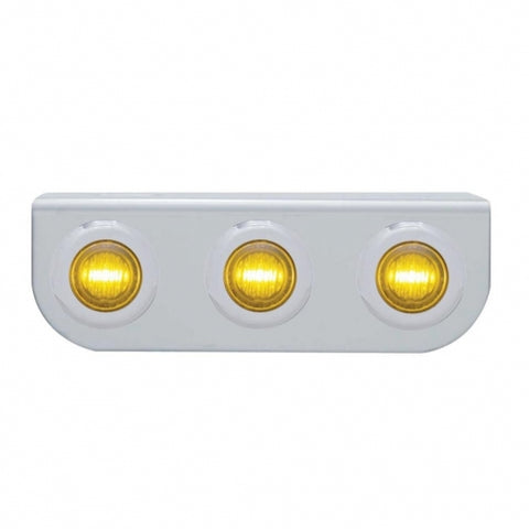 Stainless Light Bracket w/ Three 3 LED Mini Lights - Amber LED/Amber Lens