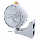 Stainless Steel Guide 682-C Headlight Crystal H4 & Dual Mode LED Signal - Amber Lens
