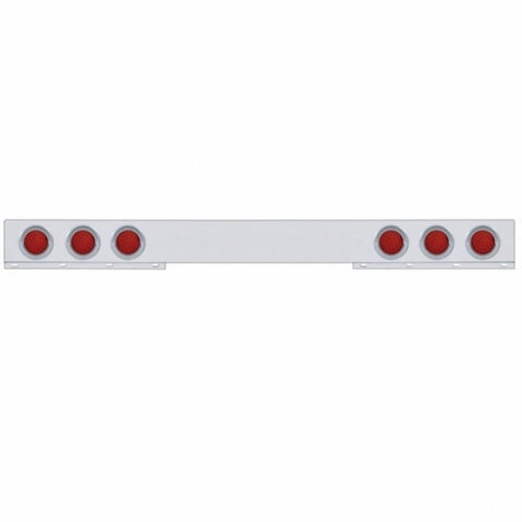Stainless 1 Piece Rear Light Bar w/ Six 36 LED 4" Lights & Visors - Red LED/Red Lens