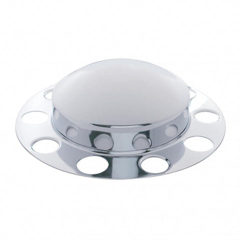 Chrome Dome Front Axle Cover 2PC Kit w/ 1 1/2" Nut Cover - Aluminum Wheel