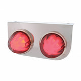 Stainless Light Bracket w/ Two 9 LED Dual Function "GLO" Watermelon Lights - Red LED/Clear Lens