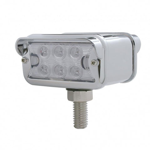 6 LED Dual Function Double Face Light w/ Horizontal Visor - Amber & Red LED/Clear Lens